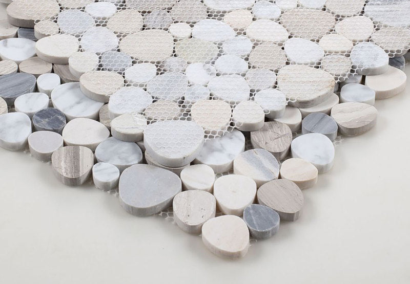 Marble Pebbles Mosaics Heart Shape - Earth tone