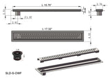 SereneDrains Linear Shower Drain Offset Outlet Ocean Wave - Brushed 16