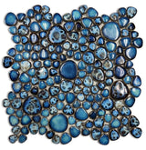 Mosaic Porcelain Tile Mancala Pebble Series - Lake Blue