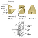 Pair of adjustable shelf brackets with mounting hardware in Polished Gold
