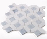 Mosaics Thassos Marble Hexagon Pattern - Blue