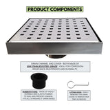 SereneDrains Square Shower Drain Traditional Square 6 PC