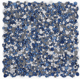 Mosaic Porcelain Tile Mancala Pebble Series - Sky Blue