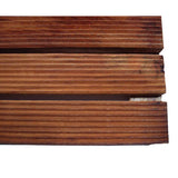 Square African teak shower mat with foot massage grooves