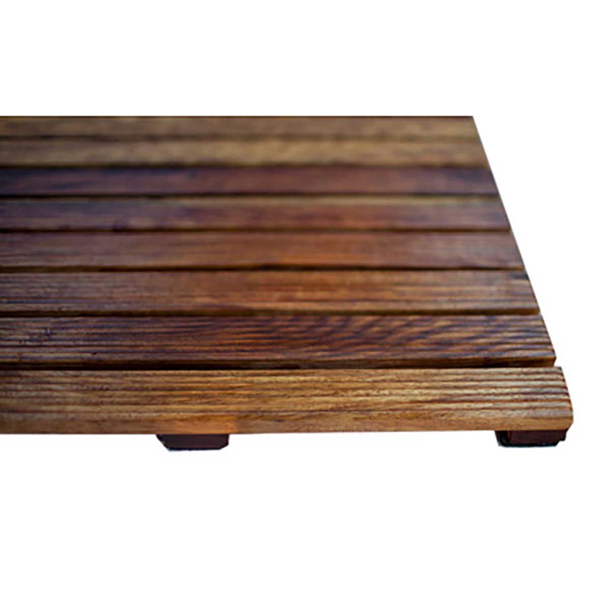 African teak wood massage mat with grooved surface design