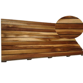 African teak wood massage mat with grooved comfort surface