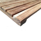 Premium African teak wood bathroom floor mat with stainless steel fasteners