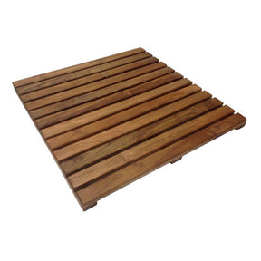 Square African teak wood floor mat with smooth finish surface
