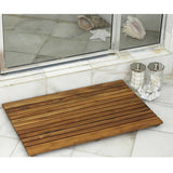 African teak wood mat in walk-in shower