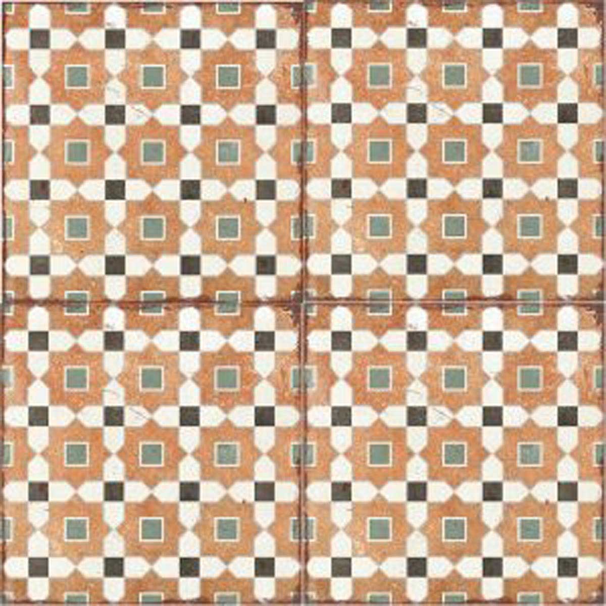Alhambra Series Tessina 8x8 Deco Porcelain Tile - Spanish Style Matte Floor & Wall Tile