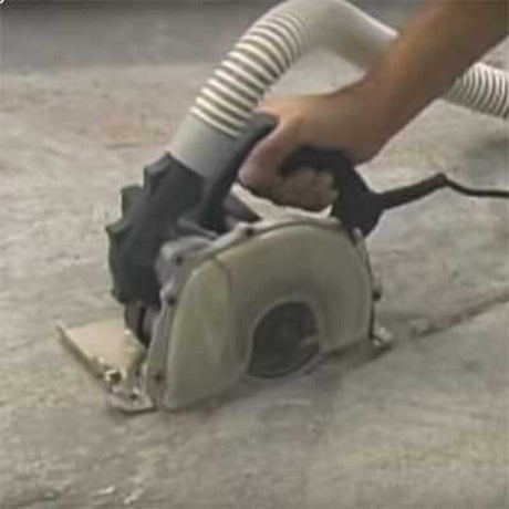 Alpha EcoCutter cutting porcelain tile with minimal dust