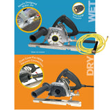 Alpha Tools ESC-125 handheld stone cutter with precision guide for countertop fabrication