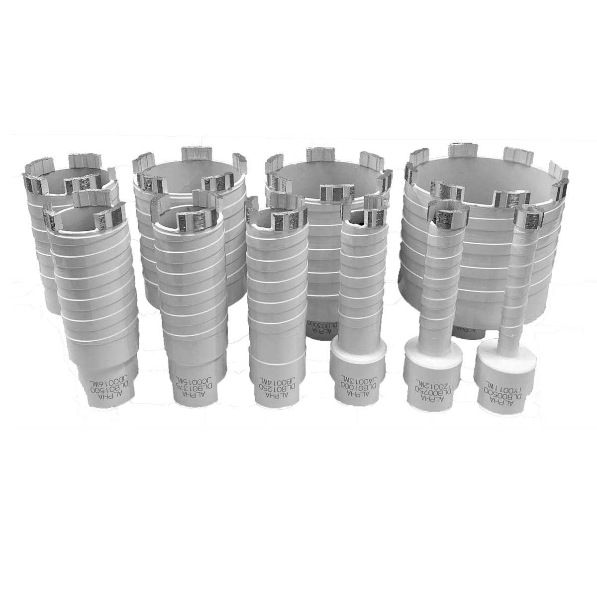 Alpha Professional Tools wet dry laser segmented diamond core bits in multiple sizes