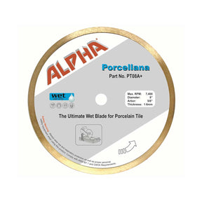 Alpha Tools Porcellana 8" Diamond Blade for Porcelain Tile - Wet or Dry Cutting
