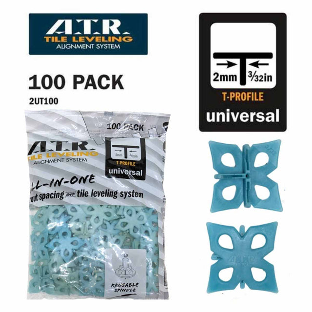 ATR Tile Leveling Alignment System T Spacers 2mm Pack of 100