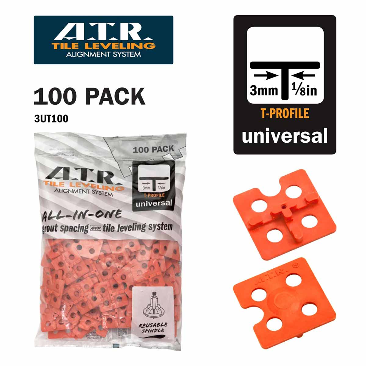 ATR Tile Leveling System T Profile Shape Pack of 100