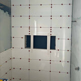 ATR Tile Leveling System use in a Shower walls showing the spindles attached in a Cross Pattern