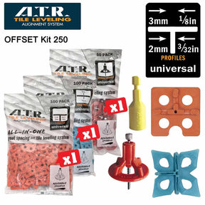 ATR Tile Leveling System DIY OFFSET Kit 250 piece for subway tile installation