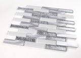 Mosaic Linear Metallic Silver with Glass - Silver and White