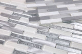 Mosaic Linear Metallic Silver with Glass - Silver and White
