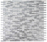 Mosaic Linear Metallic Silver with Glass - Silver and White