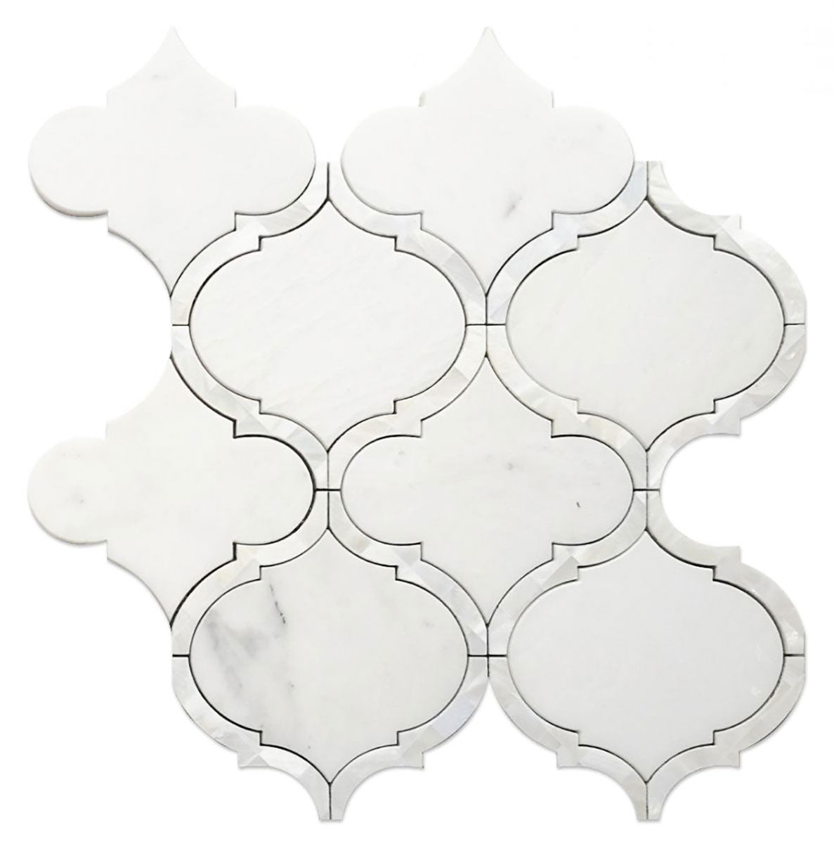 Tahitian Pearl - Marble in Arabesque Shape Snow White