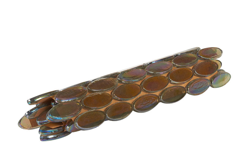 Mosaic Glass Tile Oval Shape - Taupe