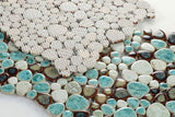 Mosaic Porcelain Tile Mancala Pebble Series - Green Leaf