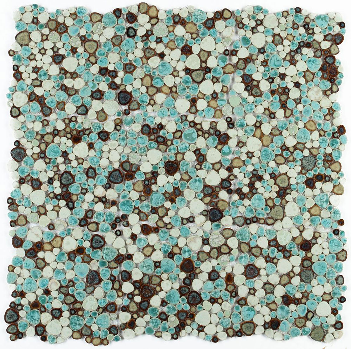 Mosaic Porcelain Tile Mancala Pebble Series - Green Leaf