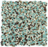 Mosaic Porcelain Tile Mancala Pebble Series - Green Leaf