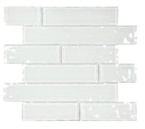Mosaic Linear Glass Tiles White Glossy 2 x 6