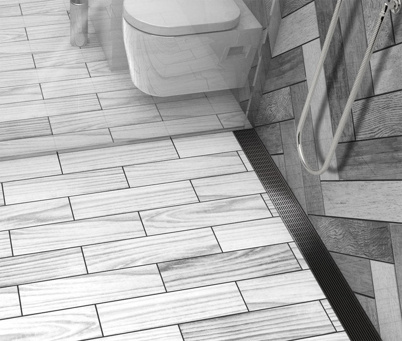 Quartz Linear Shower Drain Linear Wedge - Black Nickel
