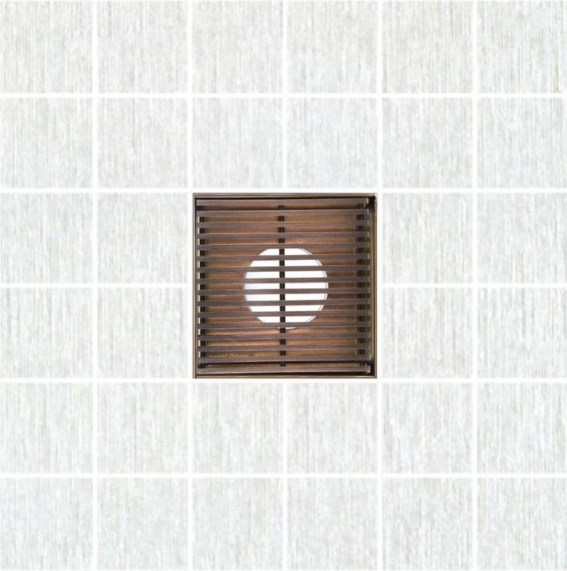 SereneDrains Square Shower Drain Linear Wedge 4 Bronze