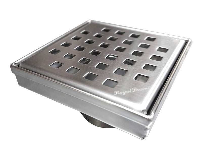 SereneDrains Square Shower Drain Traditional Square 4 Brushed