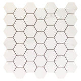 Mosaic Rectified Italian Porcelain Calacatta Hexagon - White