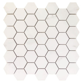 Mosaic Rectified Italian Porcelain Calacatta Hexagon - White