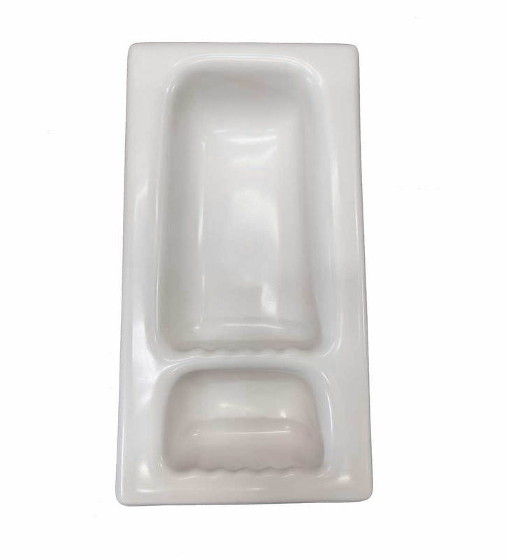 Recessed Shampoo Soap Porcelain Narrow White Matte
