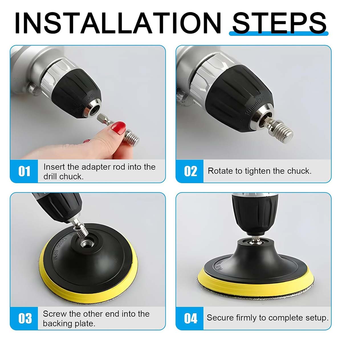 5/8" - 11 Power Drill Attachment for Core Bits, Polishing Pads &amp; Mixing Tools