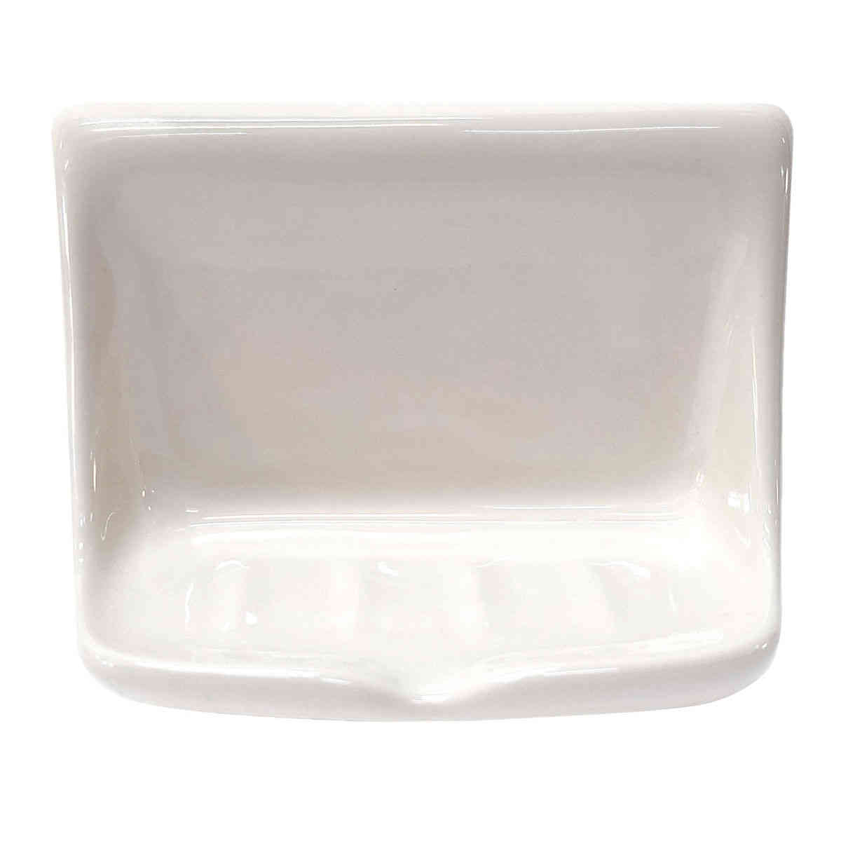 SereneDrains Ceramic Soap Dish Bar Holder Shower Wall Mount Tray - Biscuit Glossy