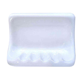 SereneDrains Ceramic soap dish for tile shower wall installation White Glossy