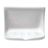 SereneDrains Ceramic Soap Dish Bar Holder Shower Wall Mount Tray - White Glossy