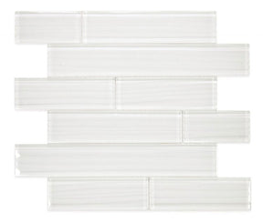 Mosaic Linear Glass Tiles Silver White 2 x 6