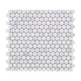 Mosaic Handmade Porcelain Penny Round - Marble Grey Glossy