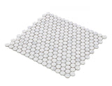 Mosaic Handmade Porcelain Penny Round - Marble Grey Glossy