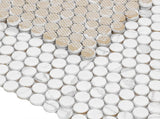 Mosaic Handmade Porcelain Penny Round - Marble Grey Glossy