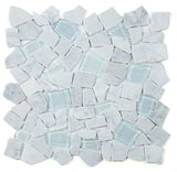 Marble and Glass Pebbles Mosaics Broken Shape - Carrara White