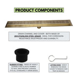 SereneDrains Linear Shower Drain Broken Lane - Satin Gold 30