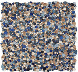 Mosaic Porcelain Tile Mancala Pebble Series - Blue
