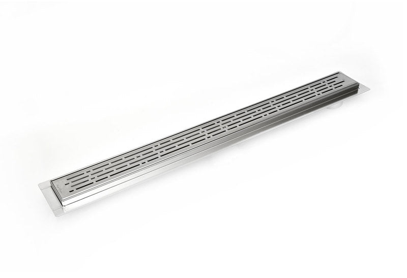 SereneDrains Linear Shower Drain Offset Outlet Broken Lane - Brushed 16