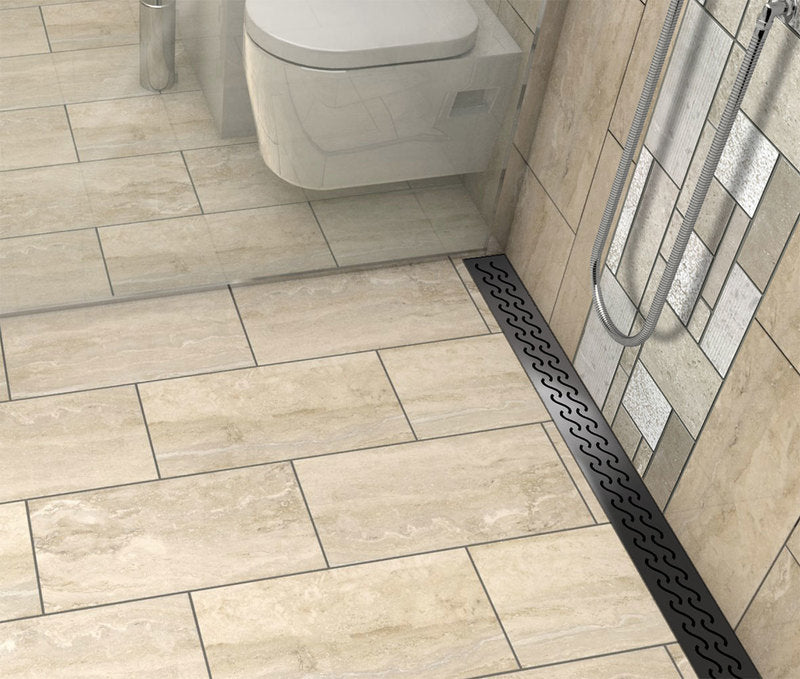 Quartz Linear Shower Drain Hawaii - Black Nickel